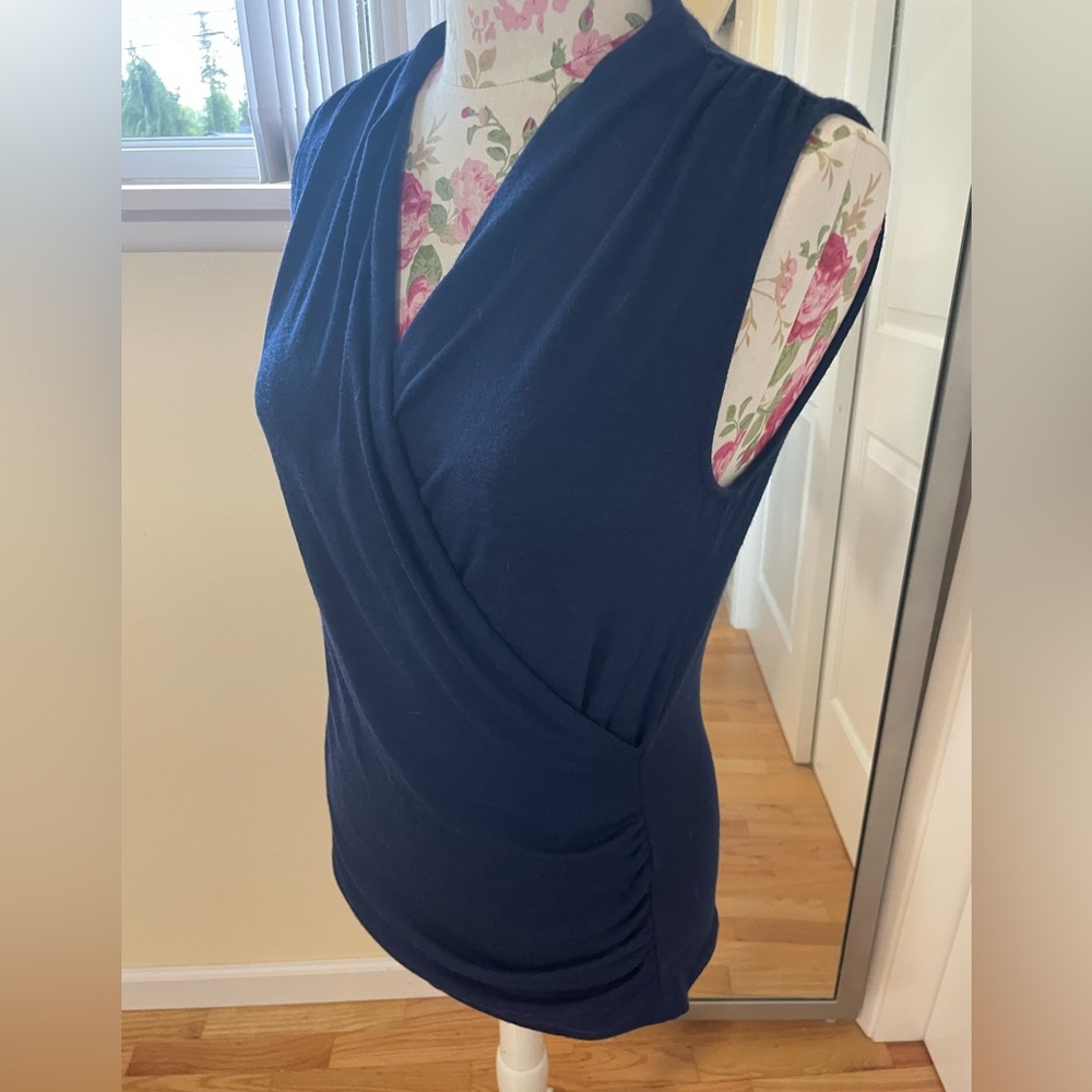 41 Hawthorn Sleeveless Navy Faux-Wrap Tank